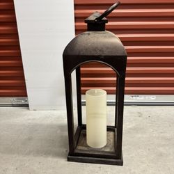 Large Metal Lantern With Candle