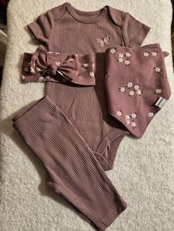 NEW! Baby Girl, Purple 4-piece Set, 3 Mo