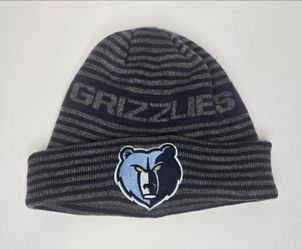 Memphis Grizzlies Adidas NBA Beanie Hat Striped Knit Cuffed Skully Blue Gray