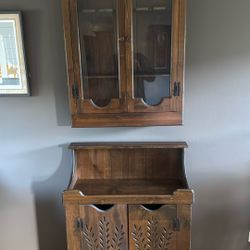 Custom Made Wine Glass And Bottle Cabinet Plus Hutch