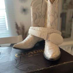“CUADRA” Botas Blancas De Avestruz  
