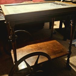Antique Tea/Coffee Cart and Tray - Vintage Wood & Steel