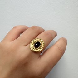 Tiger Eye Stone Ring Golden Plated 