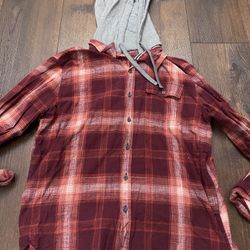 Men’s Long Sleeve Button Hoodie Shirt Size Large By Sun Stone #22
