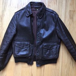 Vintage Super Cool Leather Bomber Jacket. The Real Deal- Size 38