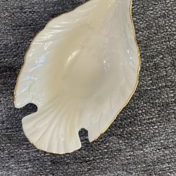 LENOX China Dove Dish Ivory Porcelain 24K Gold Trim Candy Snack Bowl 