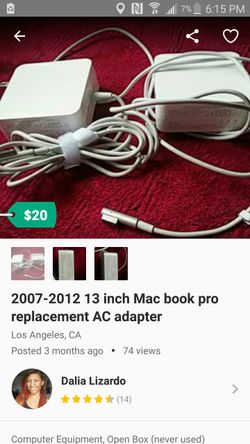 2007-2012 13 inch Mac book pro replacement Ac Adapter