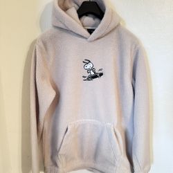 H&M Hoodie Jumper Peanuts Snoopy | Cream Fleece | Size Medium | Good Condition