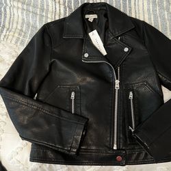 TopShop Black Leather Coat 