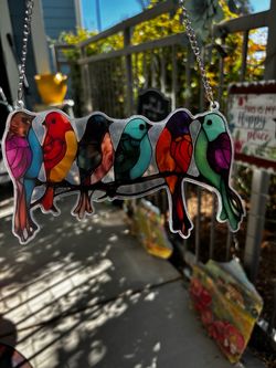 Stained Glass Bird Suncatcher Wall Hanging