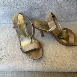 Gold Fabric High Heels
