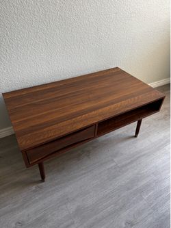Mid-Century Modern Walnut Coffee Table with Drawers