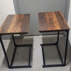 C Shaped End Table,Side Table TV Tray Table for Sofa,Couch Table for livingroom,Bedroom(Rustic Brown)