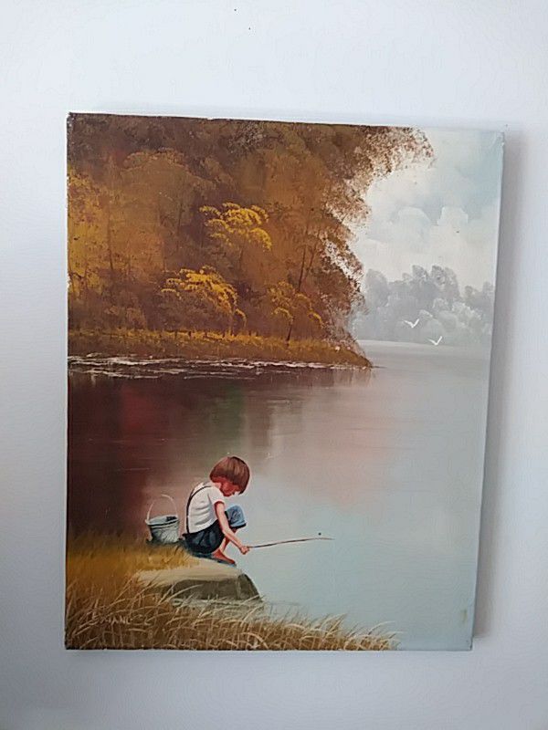 Boy fishing painting for Sale in Westland, MI - OfferUp