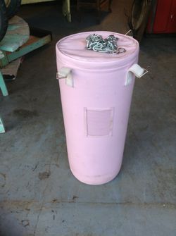 Pink leather punching bag