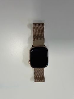 Apple Watch Series 10 GPS, 42mm Rose Gold Aluminum Case with Gold Milanese Loop