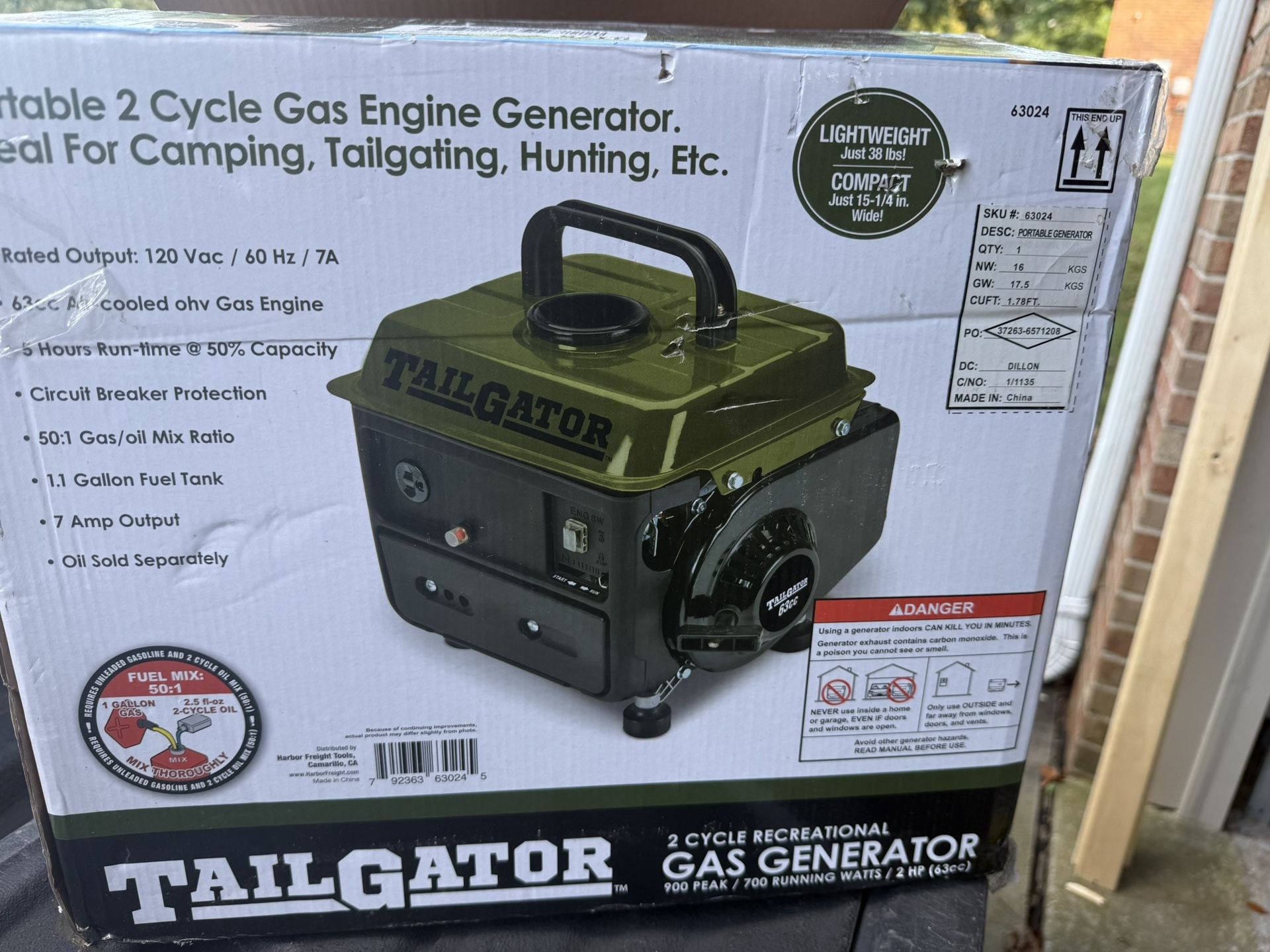 TAILGATOR 2cycle 63 cc Generator
