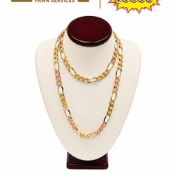 SOLID TWO-TONE FIGARO LINK CHAIN 14KT 24”