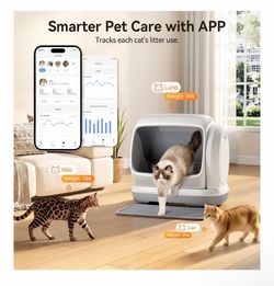 Meowant Large Space Automatic Litter Box for Multiple Cats 106L Self Cleaning Cat Litter Box, Odor-Control Low Entry APP Control Cat Box Use for Senio