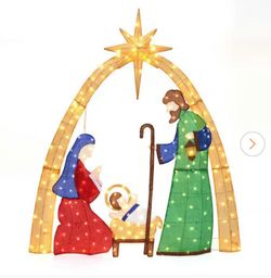 71 in. Multi-Color Nativity Scene Outdoor Christmas Decoration with Lights
