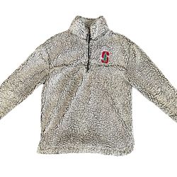Gray Charcoal Stanford Cardinal Logo 1/4 Zip Fleece Jacket Size XS