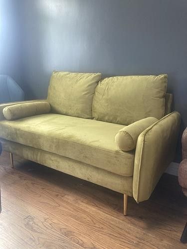 CL13292L-BD New Golden Rod Yellow Velvet Upholstered Loveseat with Gold legs
