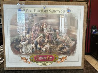 Grandeur Noel Collectors Edition 9 Piece Porcelain Nativity Large 1999 N0128