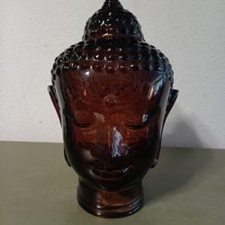 Glass Buddha Head Sculpture 12"