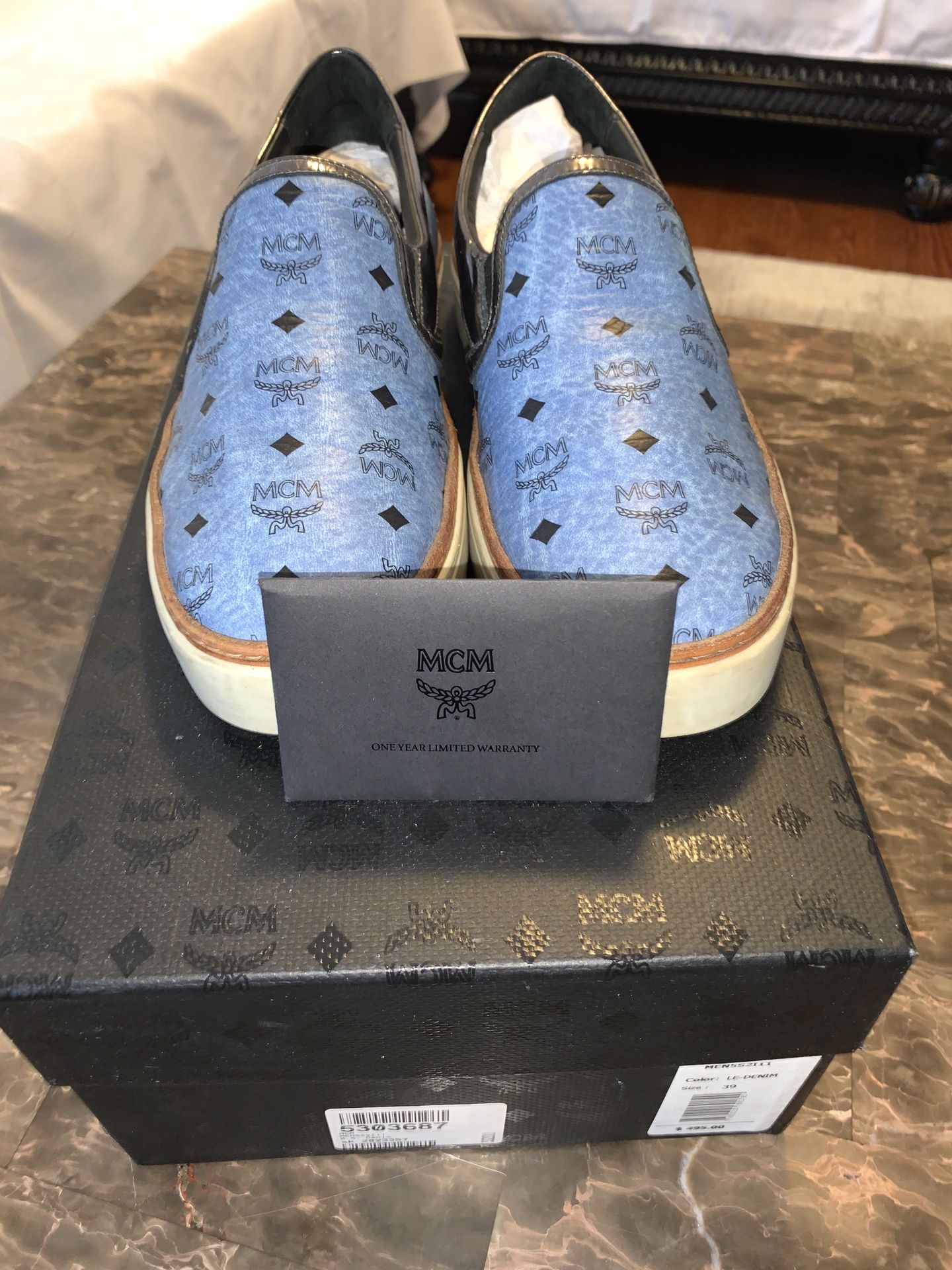 Mens MCM Denim Blue Slip On Sneakers for Sale in Bay Shore 