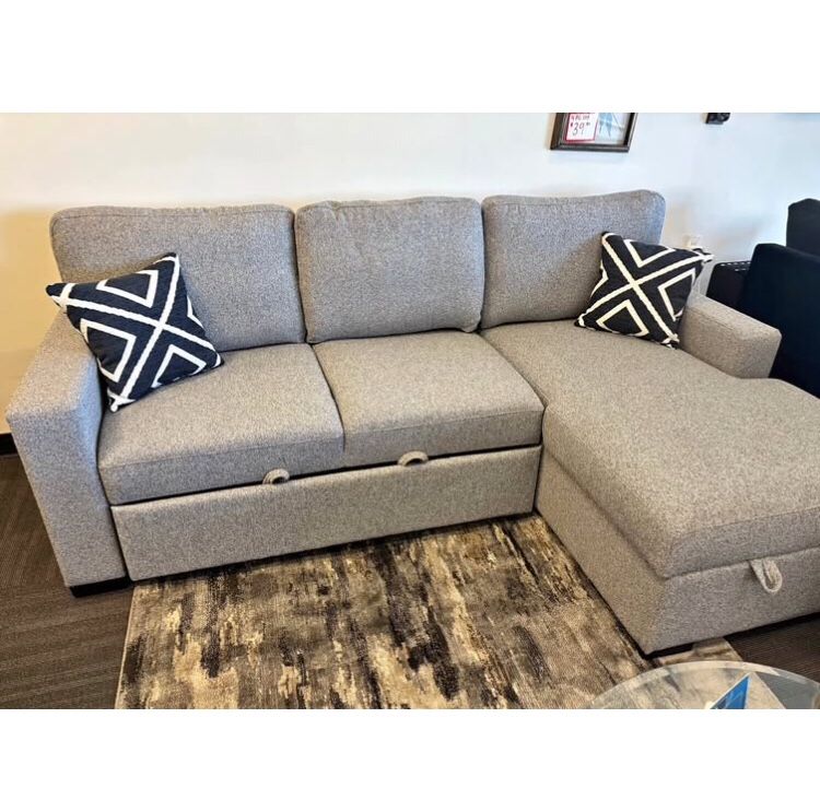 2-pc Convertible Sectional Sofa With Pull- Out Bed & Storage