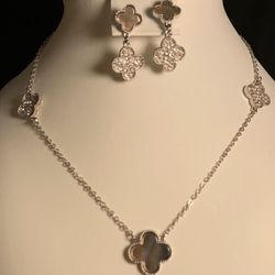 New White Gold Plated Necklace With CZ Stones