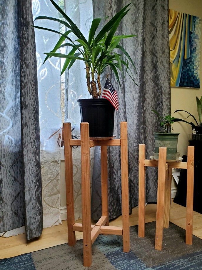 2 Wooden Plant Stands