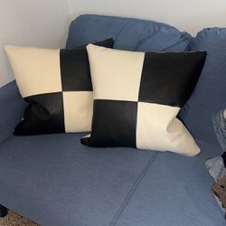 2 leather pillows 