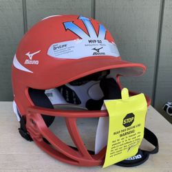Mizuno Fastpitch Softball Batting Helmet Full Face Mask - Matte Red Adult L/XL