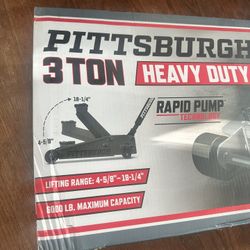 PITTSBURGH 3 Ton Low-Profile Floor Jack with RAPID PUMP, Slate Gray