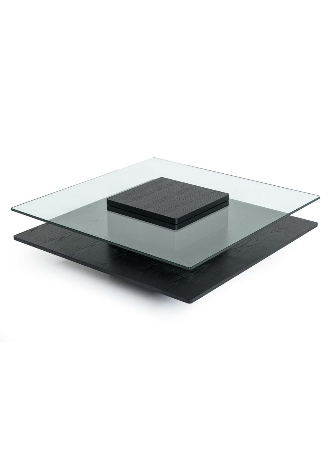 Emulsion Modern Black Oak Glass Coffee Table