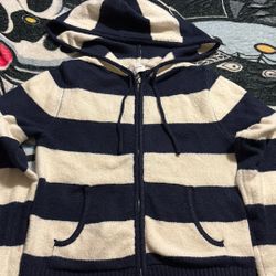 Pink Rose Navy And White Zip Up 