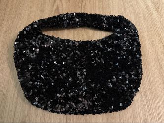 NWOT Anthropologie Black Sequin Shoulder Bag