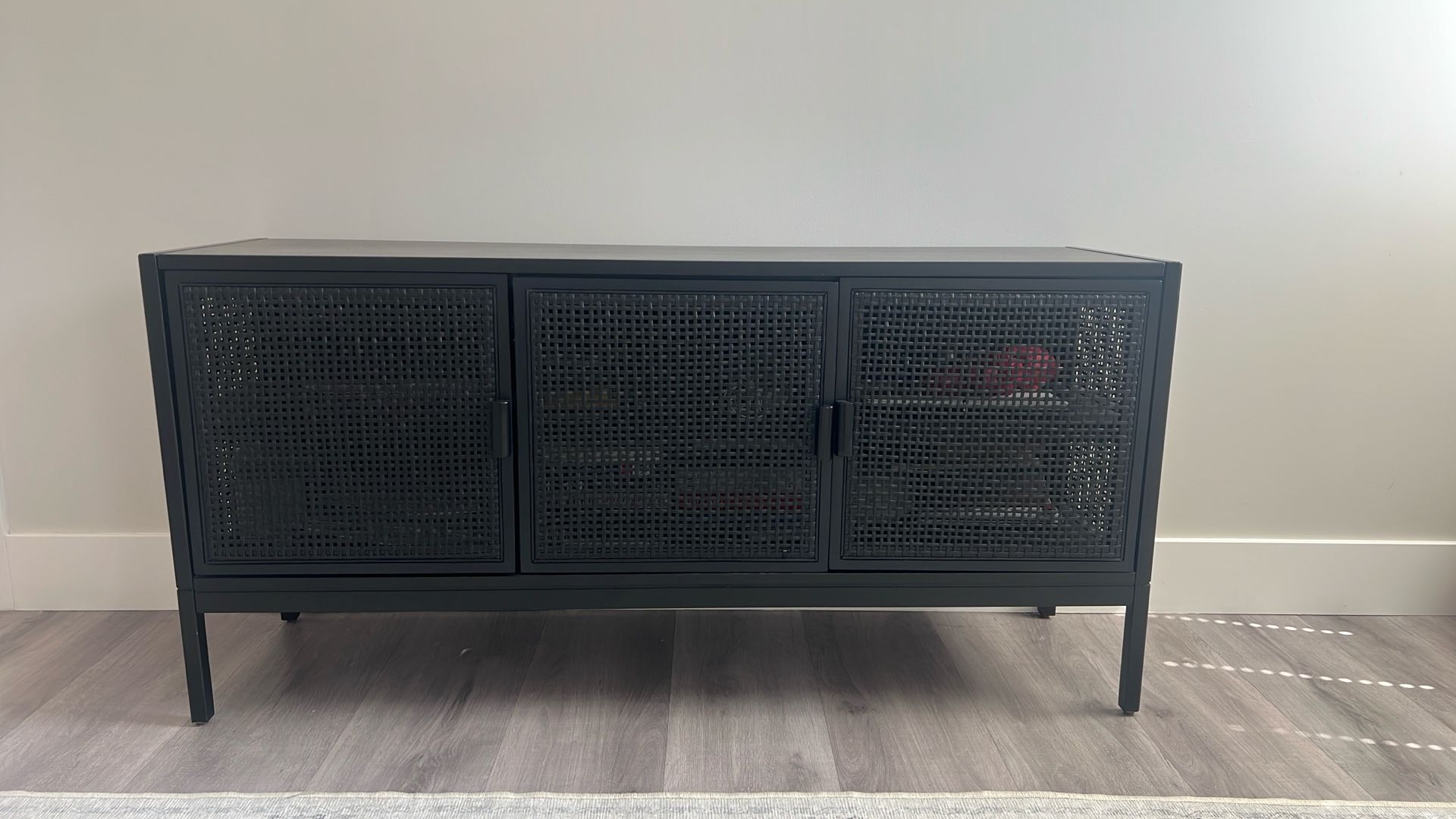 Black Rattan TV Console