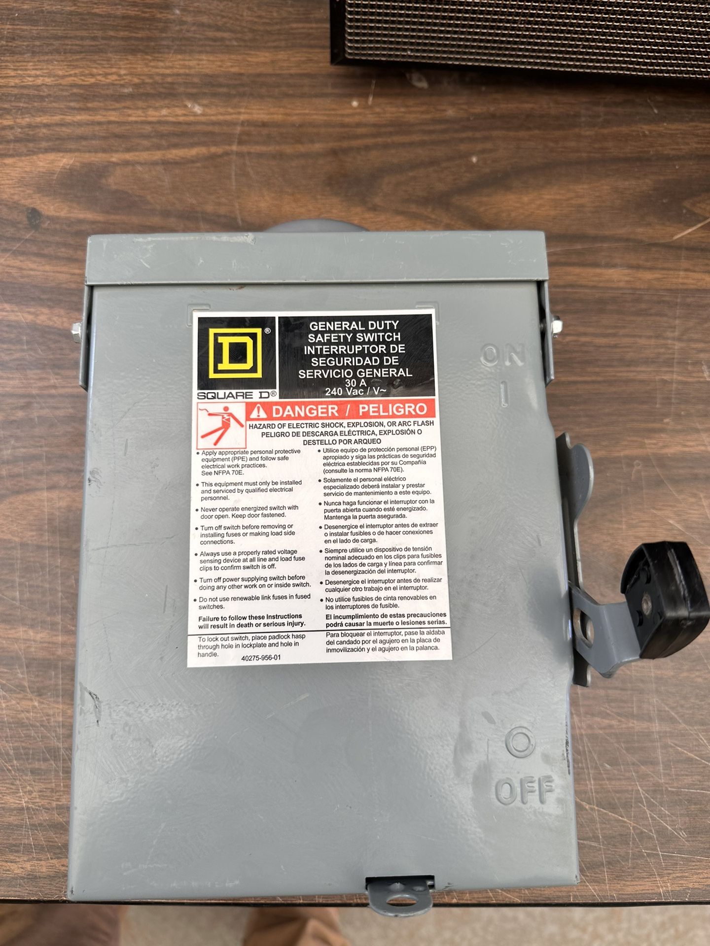 Square D General Duty 30 Amp 240v Fuse N3R 1 Phase