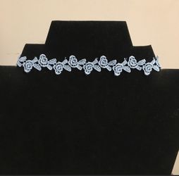 Blue roses lace choker necklace