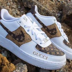 LV And Gucci Custom Nike Air Forces (READ DESCRIPTION )