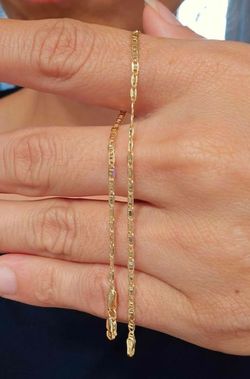 NEW 10K Real Gold Valentino Bracelet,  2mm x 7.5"