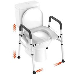 “ New”Heavy Duty Raised Toilet Padded Seat(Adj. Height & With)