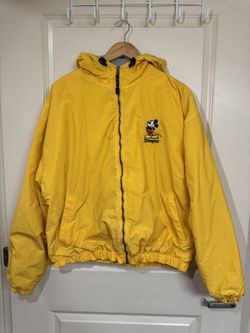 VTG Disneyland Mickey Mouse Yellow Hooded Jacket XL Taiwan ROC