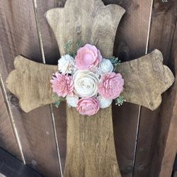 Soft Wood Flower Cross