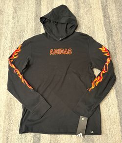 Adidas fire flame long sleeve with hoodie for boys size L 14/16