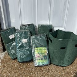 Delxo 5-5 Packs (25 Bags) 7 Gallon Grow Bags w/Flap, Double Layer Nonwoven Fabric Green NEW