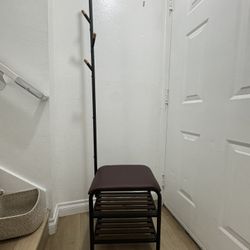 Coat Rack With Shoe Rack & Bench 3-1