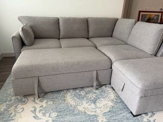 Gray Sectional Sofa - Makes into Queen bed